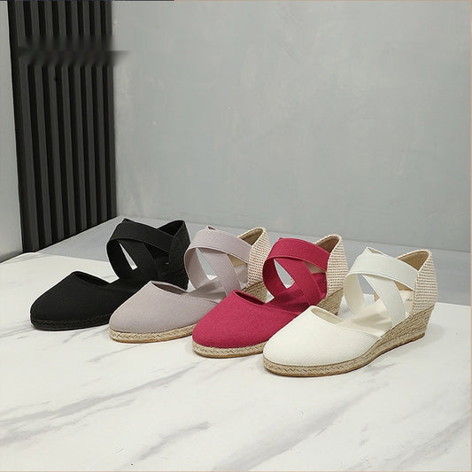 Comfortable Height-increasing Wedge Shoes With A Breathable Closed-toe Design